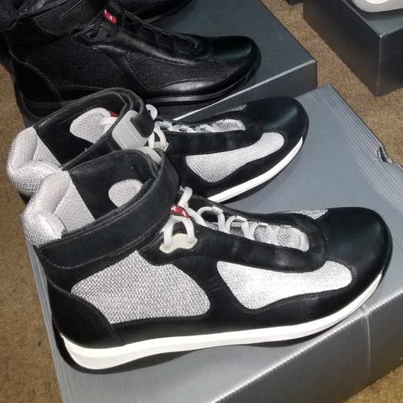 NIB 100% Auth Prada Leather & Mesh Trainer Sneaker - Picture 1 of 8